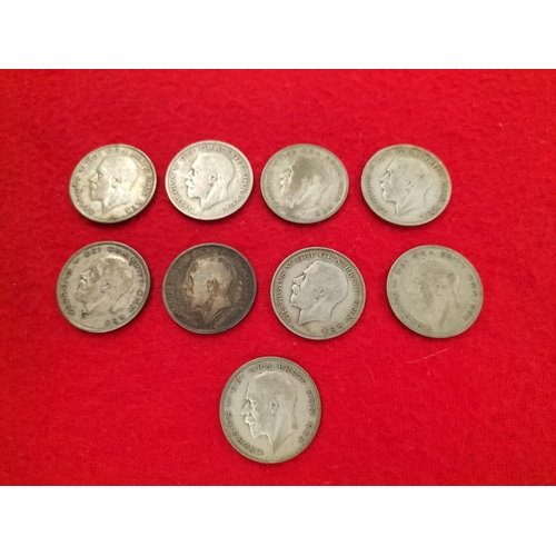 94 - Pre 1947 British Silver .500 Half Crown Coins Total Weight 124g