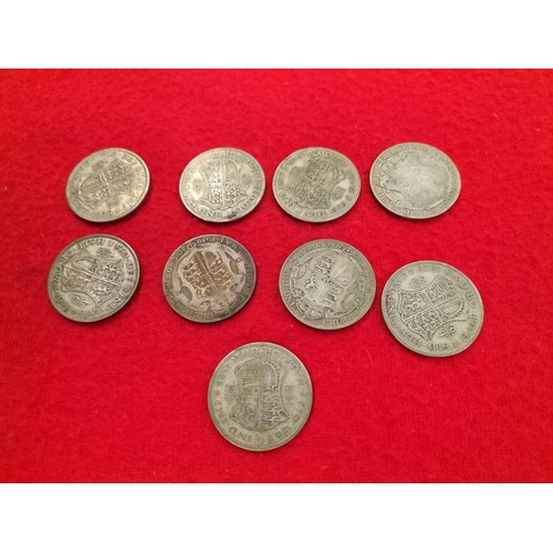 94 - Pre 1947 British Silver .500 Half Crown Coins Total Weight 124g