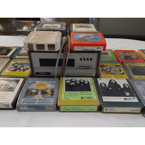 120 - 8 Track Player (Untested) And A Collection Of 8 Track Cassettes Mostly Prog Rock Classic/Folk Rock