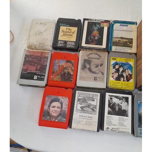 120 - 8 Track Player (Untested) And A Collection Of 8 Track Cassettes Mostly Prog Rock Classic/Folk Rock