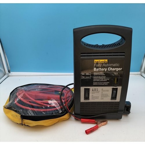 248 - Halfords Battery Charger W/O plus Set of Jump Leads.