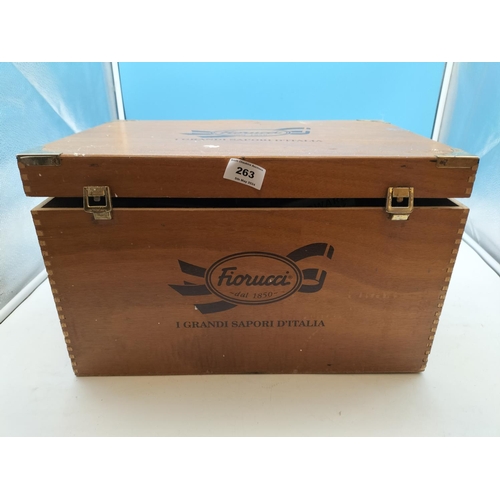 263 - Wooden Box containing Hardware, Caddy Hammer, Stilsons, etc.