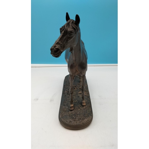 266 - Bronzed Effect Resin Horse Figure. Reproduction of a 19th Century Bronze by P.J.Mene. 32cm High, 34c... 