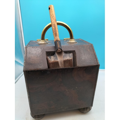 277 - Metal and Brass Coal Bucket on Bun Feet. 44cm High, 43cm x 28cm.