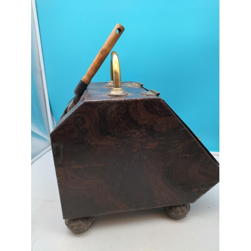 277 - Metal and Brass Coal Bucket on Bun Feet. 44cm High, 43cm x 28cm.