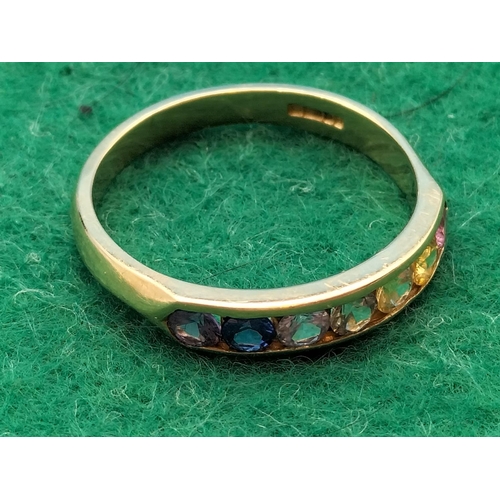 280 - Hallmarked 750 18K Gold and Rainbow Stone Ring. Size Q. Weight 3.4g