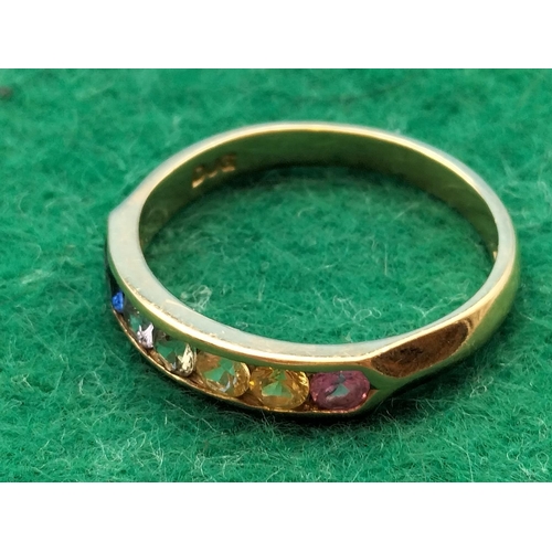 280 - Hallmarked 750 18K Gold and Rainbow Stone Ring. Size Q. Weight 3.4g