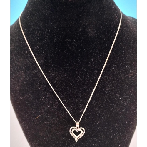 291 - Sterling Silver 925 Heart Pendant and Chain.