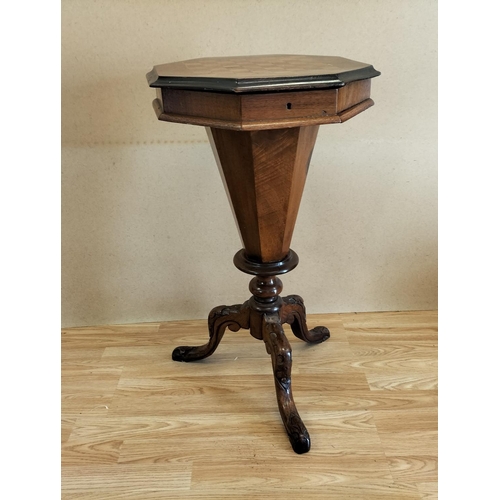 343 - Victorian Trumpet Sewing/Games Tri Footed Side Table. 72cm High, 41cm Diameter. Collection Only.