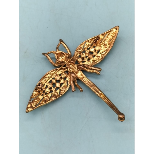 372 - Stone Set Dragonfly Brooch.