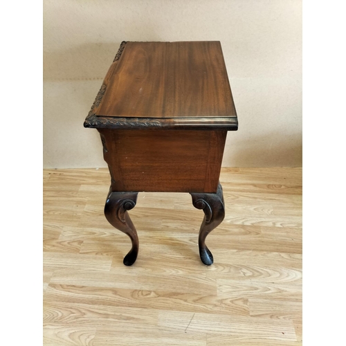 377 - Bow Legged 2 Drawer Side Table. 70cm high, 50cm x 34cm. Collection Only.