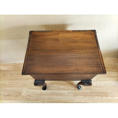 377 - Bow Legged 2 Drawer Side Table. 70cm high, 50cm x 34cm. Collection Only.