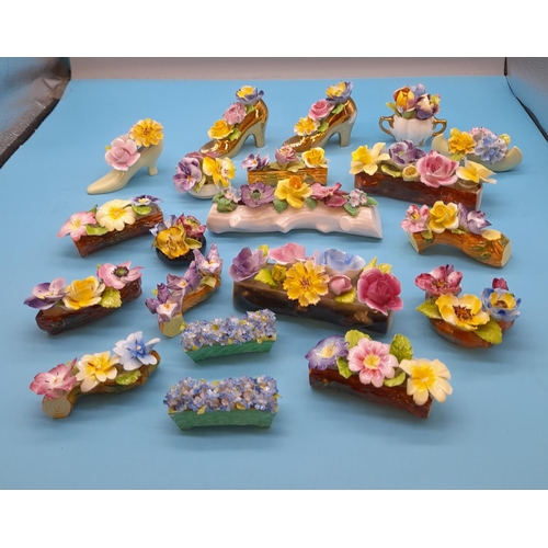 385 - Collection of Ceramic Floral Posy Bowls, Shoes, Troughs and Logs to include Radnor and Floral Produc... 