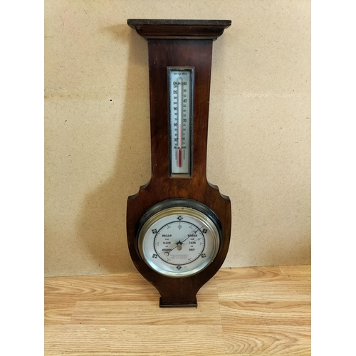 402 - Oak Shield Back Barometer. 66cm x 24cm. Collection Only.