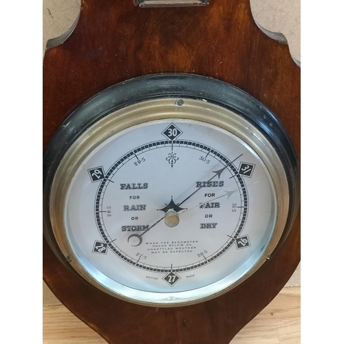 402 - Oak Shield Back Barometer. 66cm x 24cm. Collection Only.