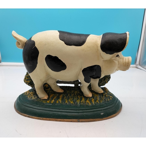 406 - Cast Iron 'Pig' Door Stop. 20cm High x 32cm.