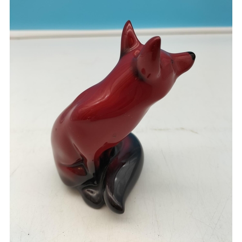 411 - Royal Doulton Flambe Sitting Fox Figure. 11.5cm Tall