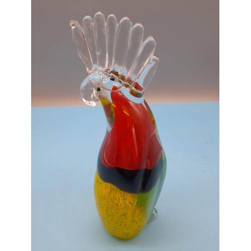 424 - Art Glass 20cm Figure of a Cockatoo/Parrot.