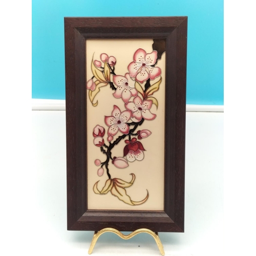 426 - Framed 2014 Limited Edition Moorcroft Tile No. 62/75  'Cherry Blossom' by Rachel Bishop. 25cm x 14cm... 