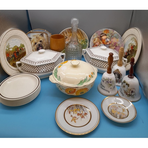 427 - Collection of Ceramic, Glass and Wooden Items to include Tureens, Decanter, Bells, Plates, etc.