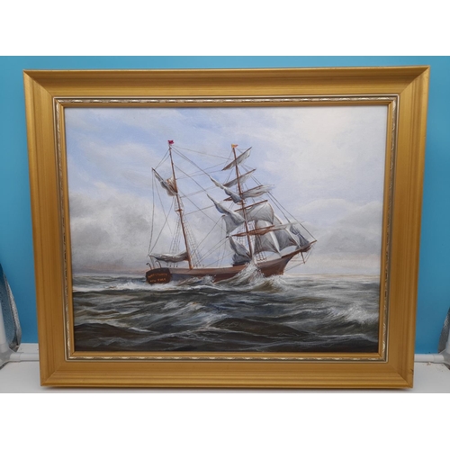 437 - 2 x Framed Acrylic on Board Paintings 'The Warrior' and 'The Mary Celeste' by John Leopard. 60cm x 5... 