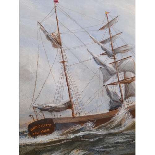 437 - 2 x Framed Acrylic on Board Paintings 'The Warrior' and 'The Mary Celeste' by John Leopard. 60cm x 5... 