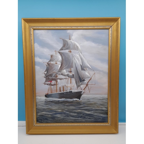 437 - 2 x Framed Acrylic on Board Paintings 'The Warrior' and 'The Mary Celeste' by John Leopard. 60cm x 5... 