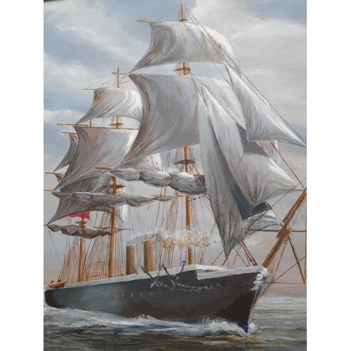 437 - 2 x Framed Acrylic on Board Paintings 'The Warrior' and 'The Mary Celeste' by John Leopard. 60cm x 5... 