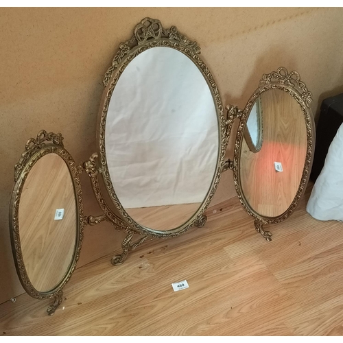 480 - Vintage Metal Framed Triple Dressing Table Mirror.