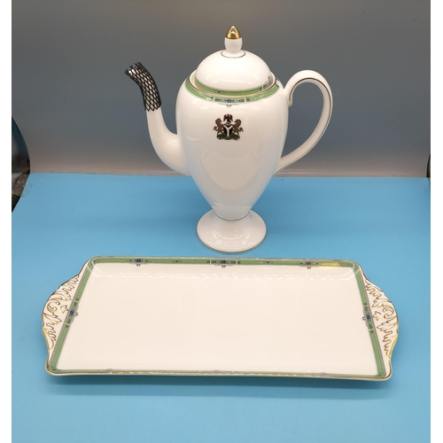 482 - Wedgwood 'Jade' Sandwich Tray and 27cm Coffee Pot (with Motif).