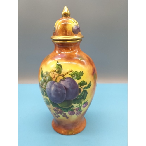 483 - Lime House Studios Lidded Jar with Fruit Design. 28cm Tall.