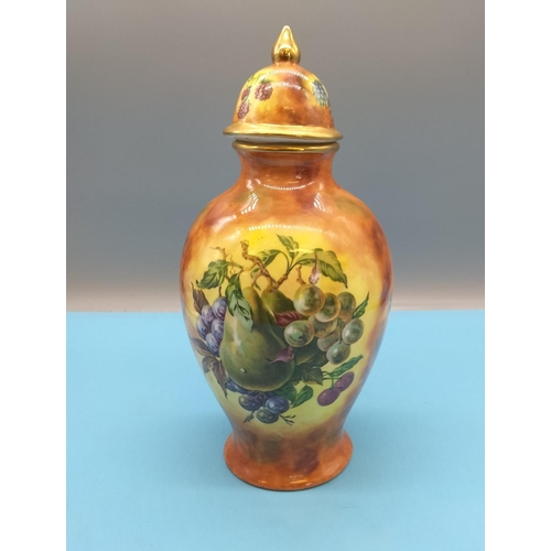 483 - Lime House Studios Lidded Jar with Fruit Design. 28cm Tall.