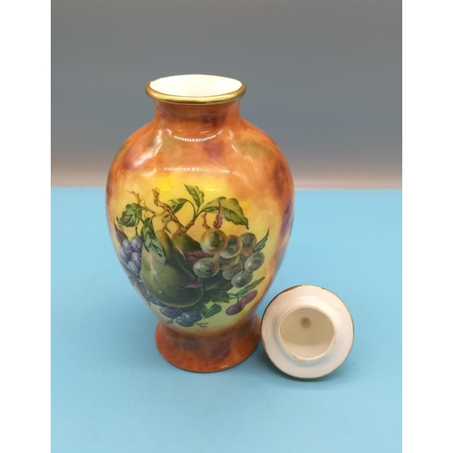 483 - Lime House Studios Lidded Jar with Fruit Design. 28cm Tall.