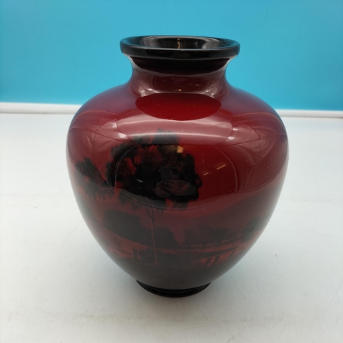 497 - Royal Doulton Flambe 20cm Vase.