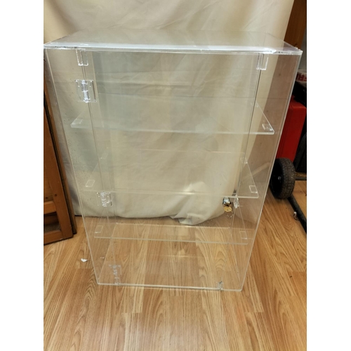 551 - Large Perspex Lockable Table Top Display Unit with Key (75cm Tall, 50cm x 30cm) plus Folding Wooden ... 