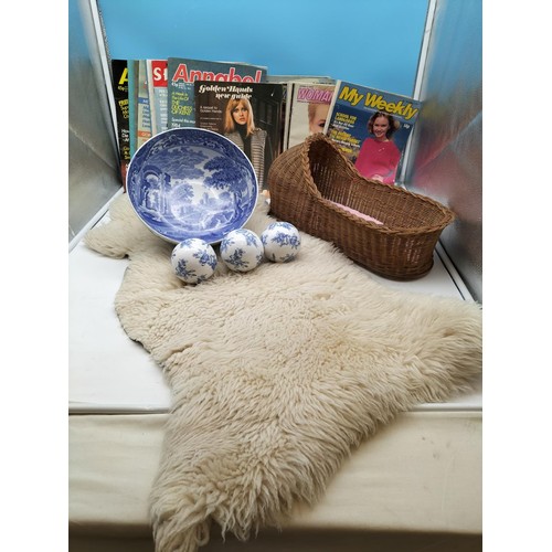 569 - Blue and White Early Copeland Spode Italian Bowl (26cm Diameter) A/F Crack to Side, 3 x Ceramic Ball... 