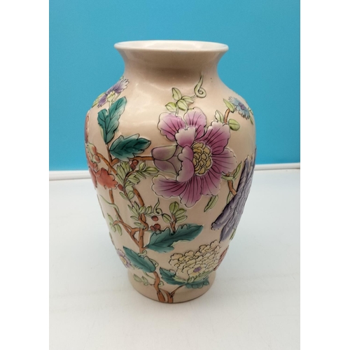 327 - Chinese 31cm Vase with Floral Decoration.