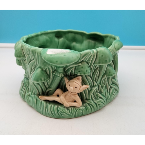 330 - Sylvac Pixie and Toadstools Planter/Bowl. No 2339. 11.5cm High, 21cm Diameter.