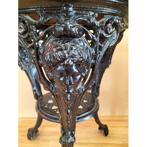 336 - Cast Metal with 'Britannia' Face Circular Pub Table. 70cm High, 55cm Diameter. Collection Only.