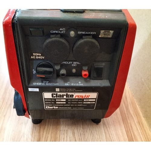 246 - Clarke Power 700 Watt Generator. Good Compression. Untested. 33cm High, 23cm x 35cm.