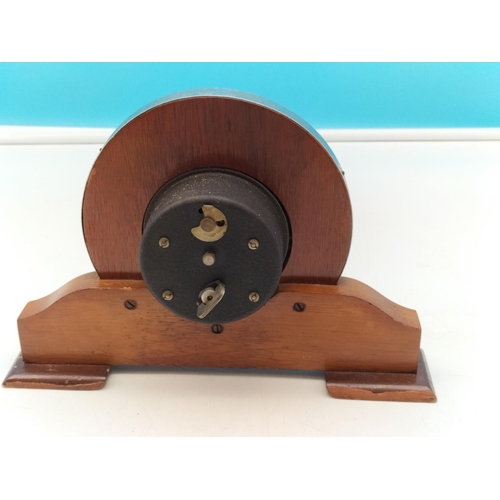 398 - Smith's 8 Day Wood and Chrome Wing Up Mantle Clock W/O. 17cm High, 26cm x 5cm.