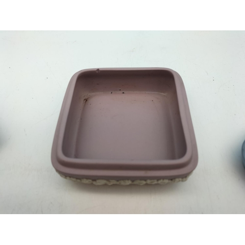 458 - Wedgwood Lilac Jasper Lidded Trinket Box (Chip to Underside of Rim) plus Trinket Dishes (5). Largest... 