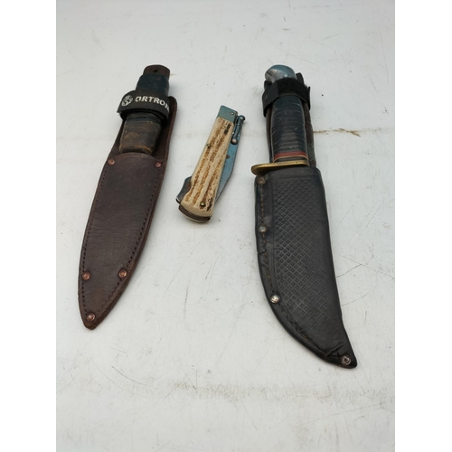 468 - Vintage Knives (3) Two With Sheaths. Age ID Required.