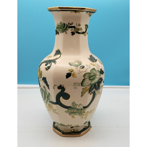 470 - Large 41cm Mason's Ironstone Vase in the Green Chartreuse Pattern.