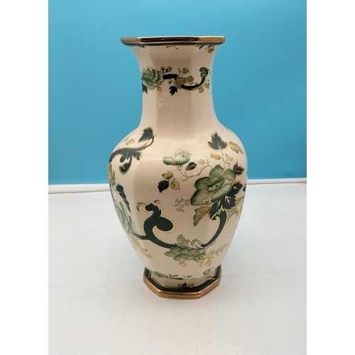 470 - Large 41cm Mason's Ironstone Vase in the Green Chartreuse Pattern.