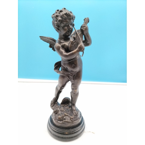 474 - Large 33cm Bronze Figure of a Cherub.