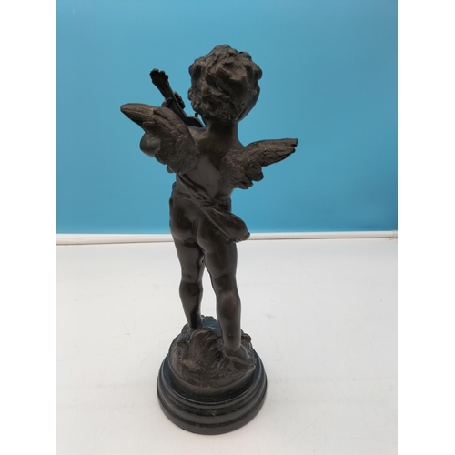 474 - Large 33cm Bronze Figure of a Cherub.