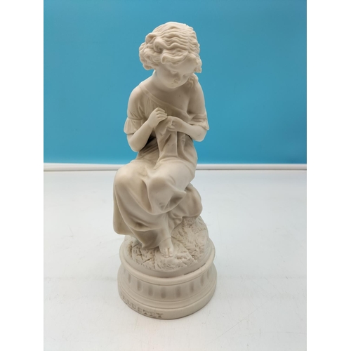 475 - Victorian c1880 Parian 25cm Figure entitled 'Industry'. Small Chip to Base.