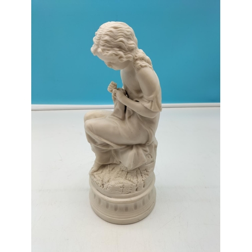 475 - Victorian c1880 Parian 25cm Figure entitled 'Industry'. Small Chip to Base.