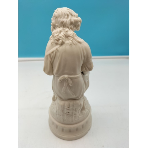 475 - Victorian c1880 Parian 25cm Figure entitled 'Industry'. Small Chip to Base.